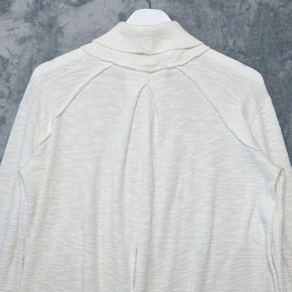 WE THE FREE Split Back Funnel Neck Tunic Top Textured Cotton Blend Ivory Sz S - Picture 8 of 11